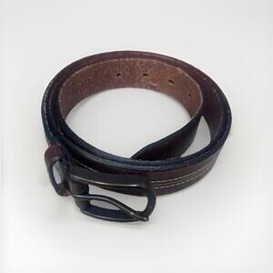 Columbia Brown Leather Belt Mens Size 40 Casual Dress Black Metal Buckle